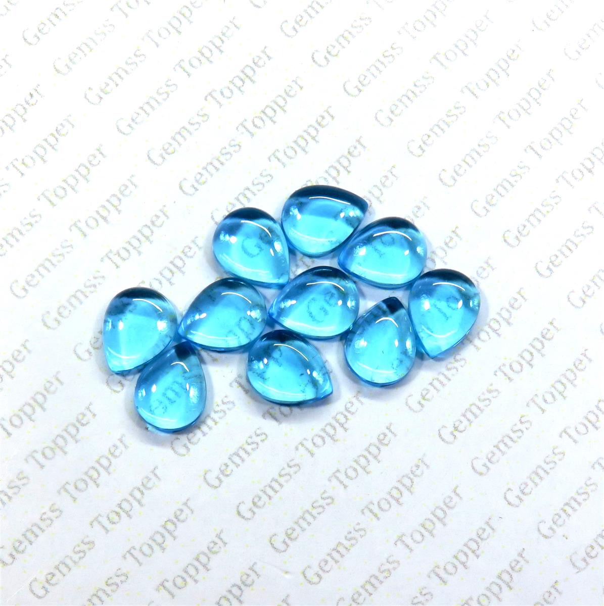 Swiss Blue Topaz 4x6 mm Pear Cabochon